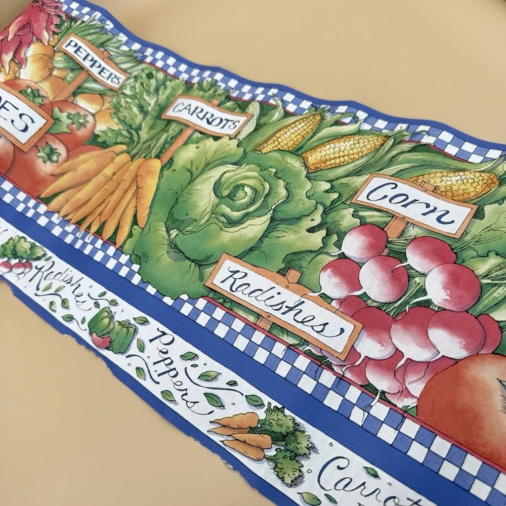 Vintage Veggies Farm Stand Wallpaper Border Country Kitchen Craft 15ft x 6.75in